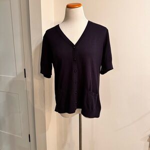 Black V-Neck Button-Up Cardigan